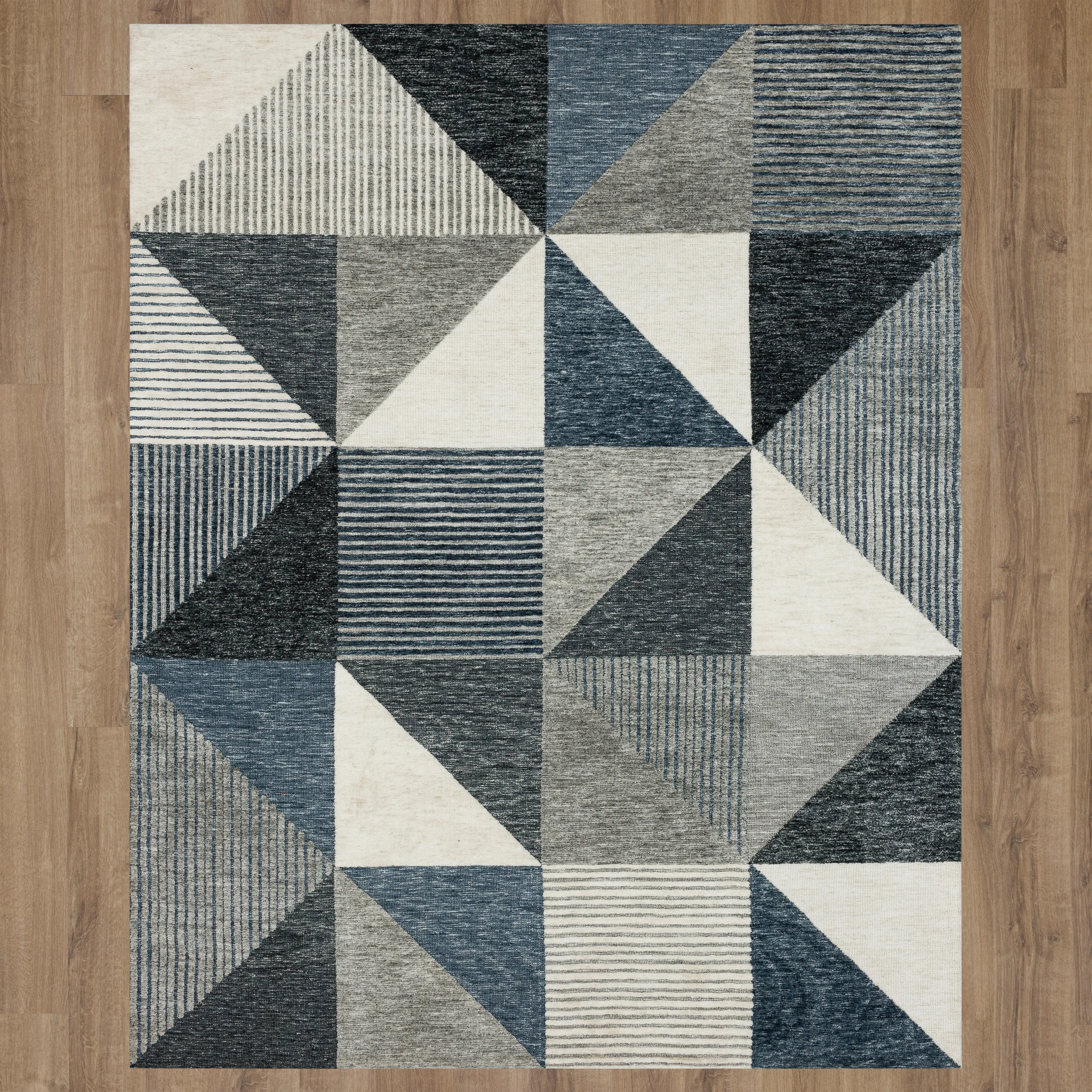 Oblique 8 x 10 Geometric Blue Area Rug