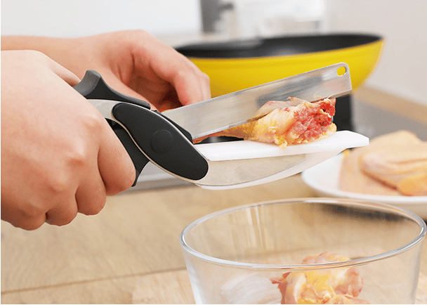 2-in-1 Knife and Built-in Cutting Board Food Chopper