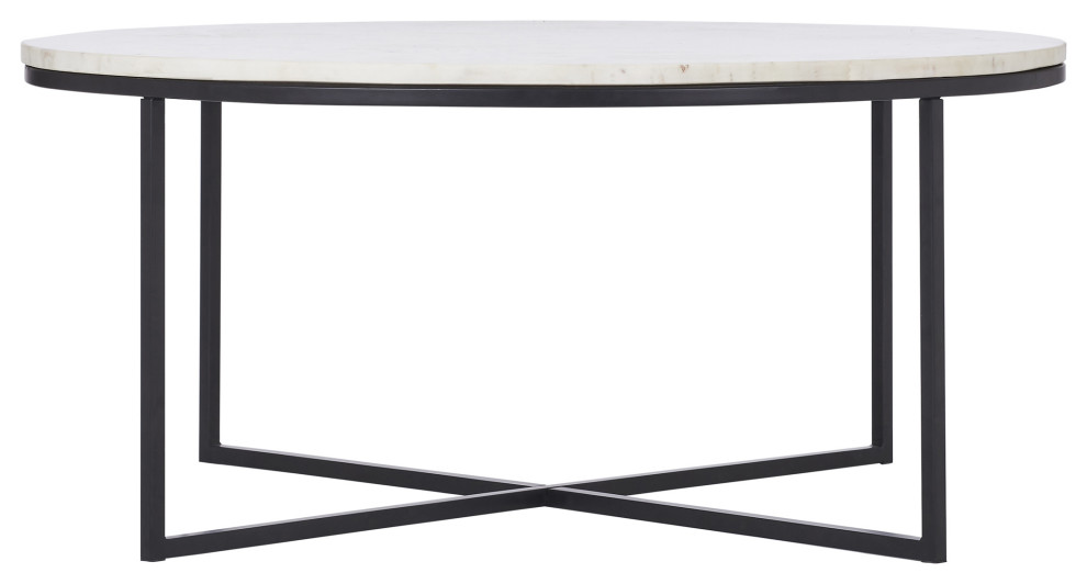 Livia Matte Black Iron Coffee Table   Transitional   Coffee Tables   by Renwil  Houzz