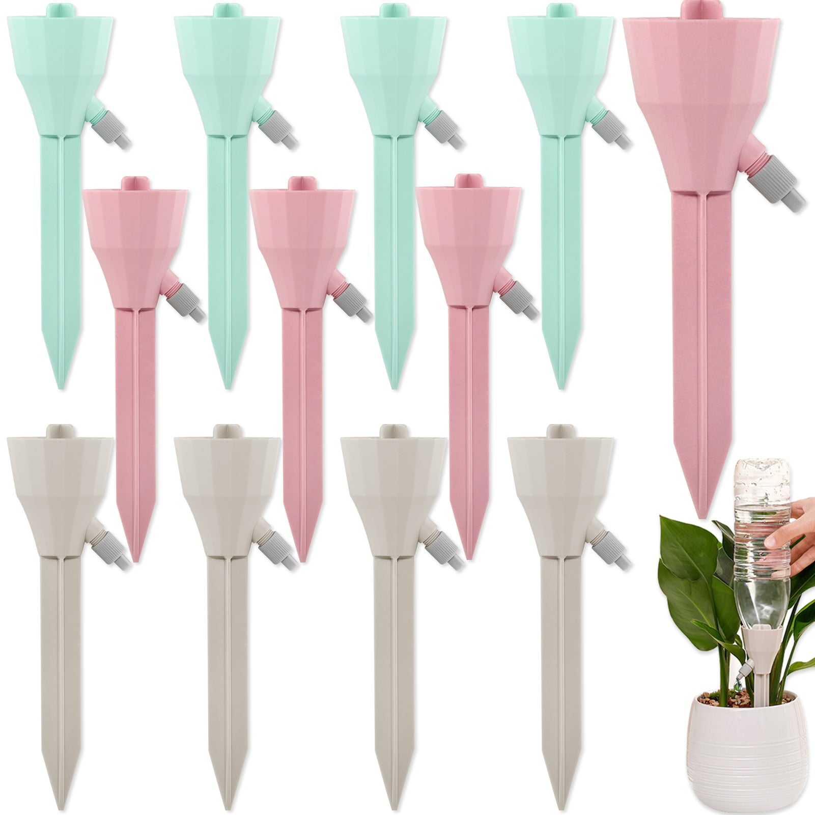 Self Watering Spikes， 12pcs Automatic Plant Watering Devices with Adjustable Value for Indoor Outdoor Plants