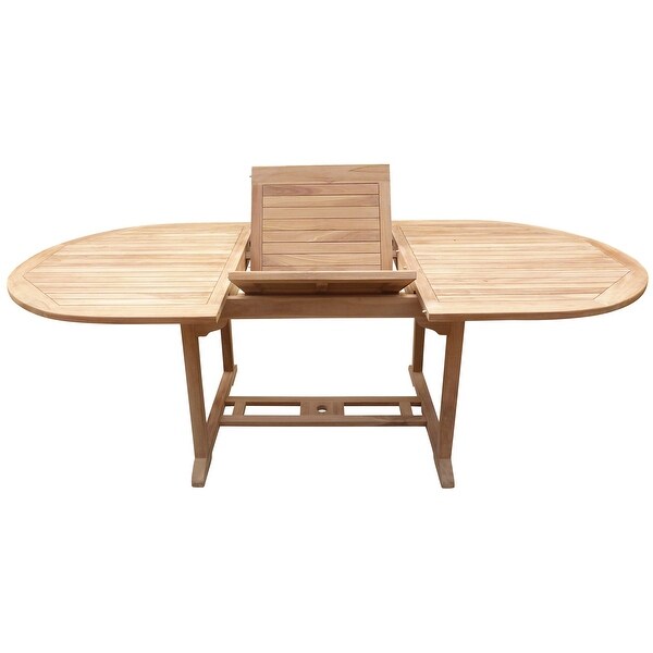 Seven Seas Teak Hawaii Teak Wood Oval Outdoor Patio Extension Table，71 to 94 inch (Table Only)