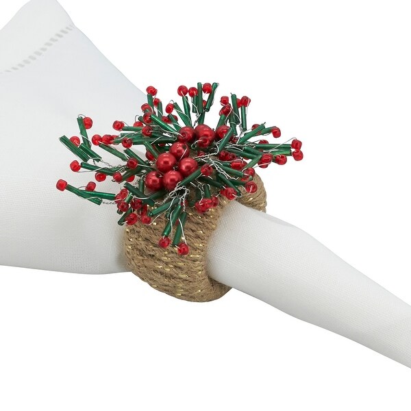 Holiday Harmony Beaded Napkin Ring (Set of 4)