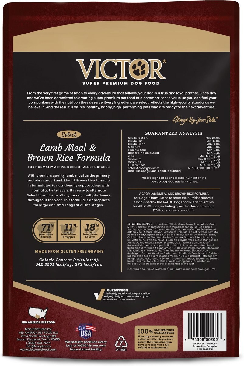 VICTOR Select Lamb Meal and Brown Rice Dry Dog Food