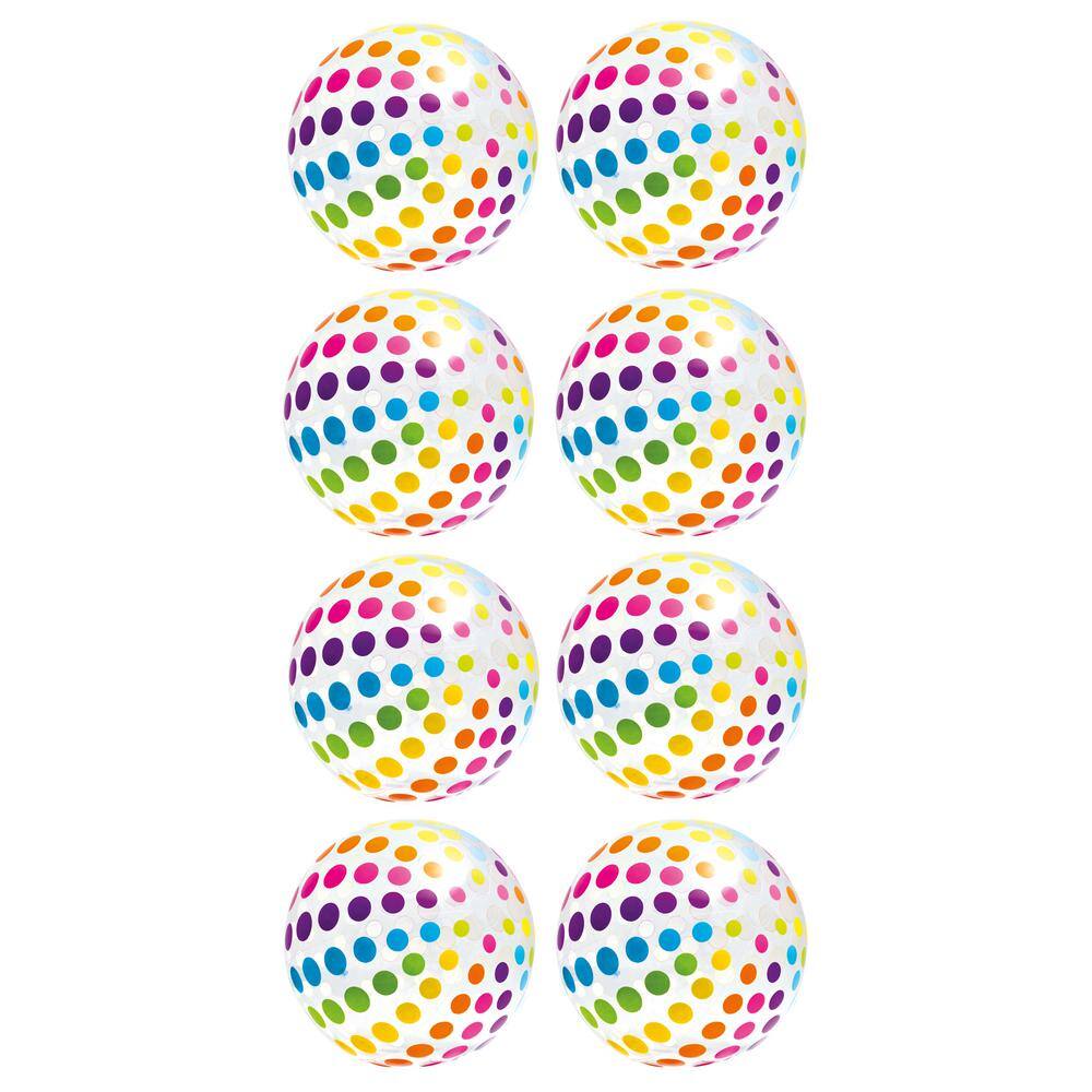 Intex Jumbo Inflatable Big Panel Colorful Polka Dot Giant Beach Balls (Set of 8) 8 x 59065EP