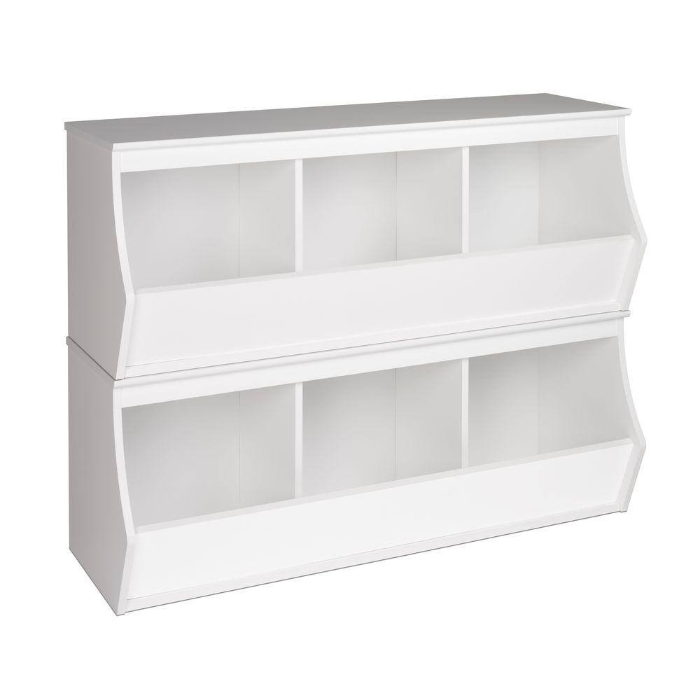 Prepac 36 in. H x 46 in. W x 15.75 in. D White Wood 6-Cube Organizer WRSM-0003-2M