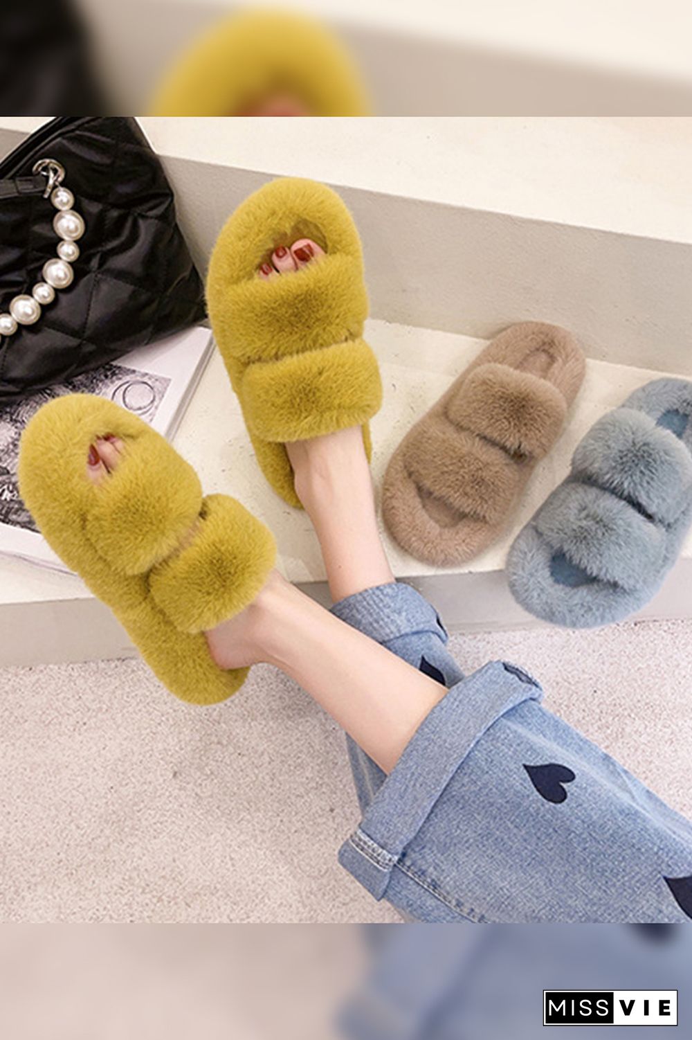 Winter Flat Warm Fluffy Slippers