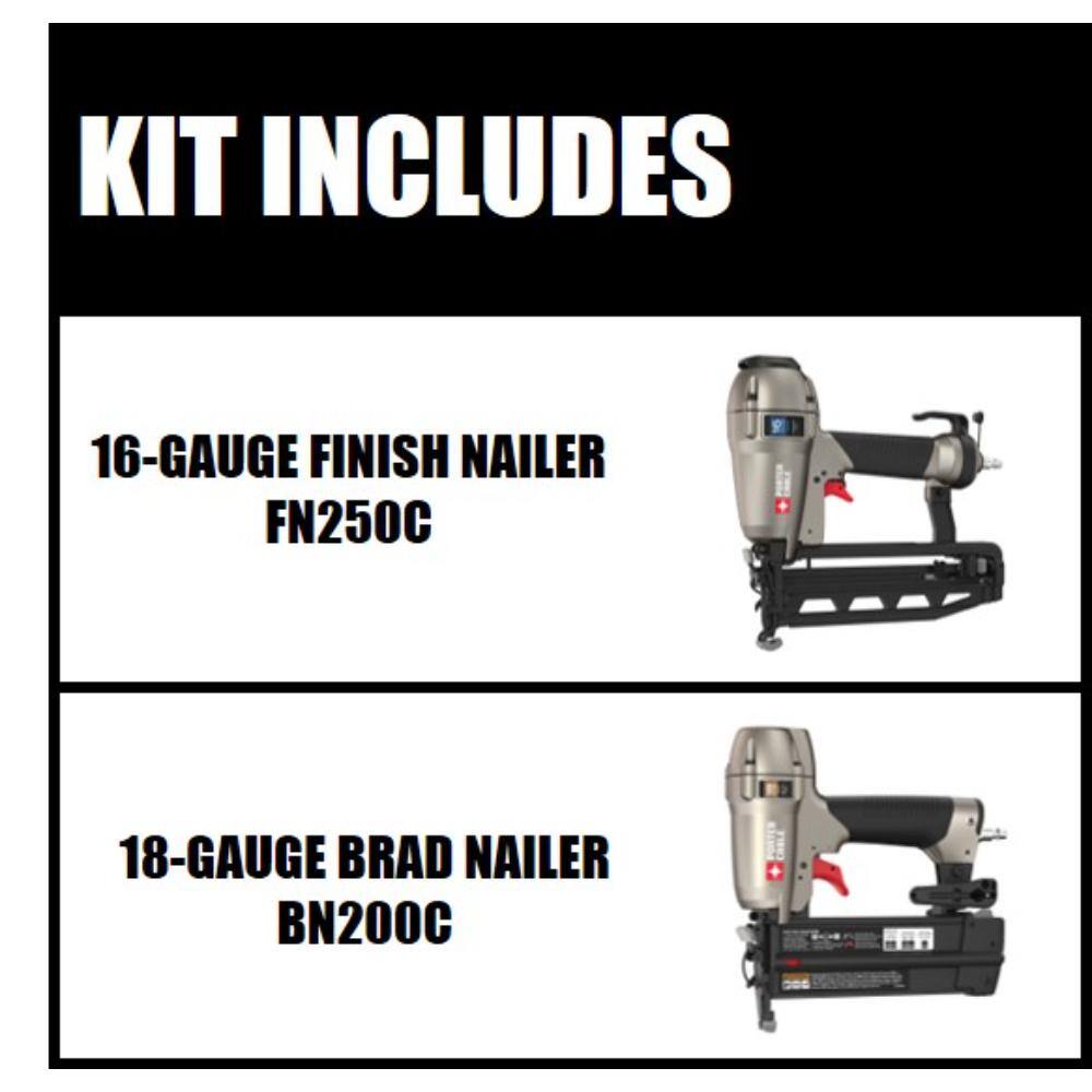 Porter-Cable Pneumatic 16-Gauge 2-12 in. Nailer Kit and Pneumatic 18-Gauge Brad Nailer Kit FN250CBN200C