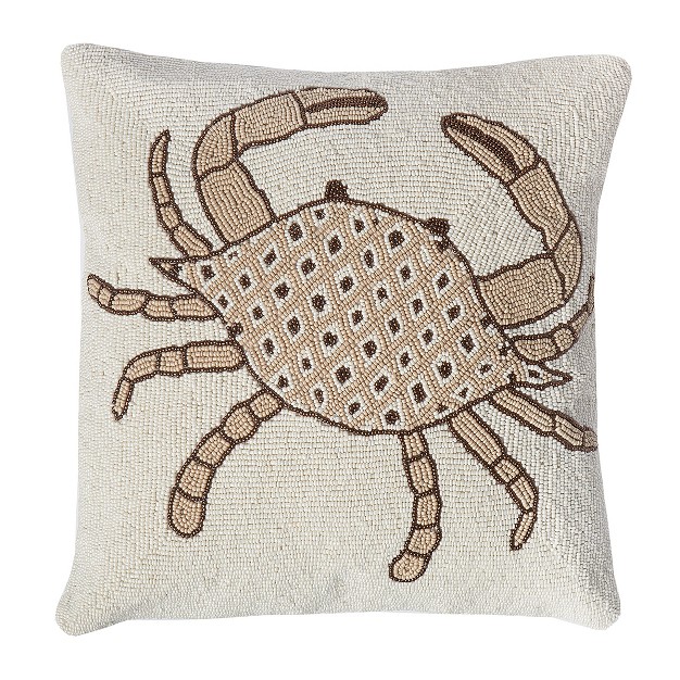 X 16 quot Natural Crab Hand Beaded Throw Pillow