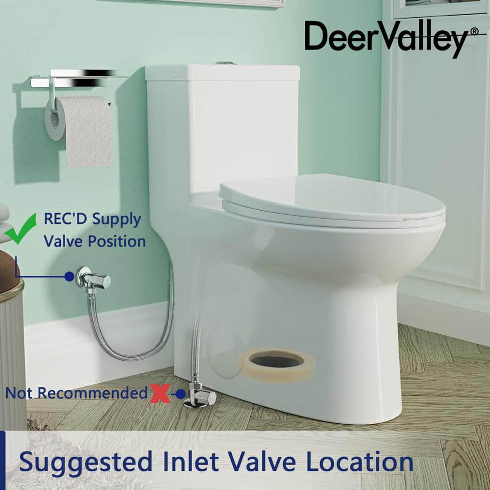 DEERVALLEY Symmetry 1Piece 1116 GPF Dual Flush Elongated Toilet in White with Map Flush 1000g Soft Closed Seat Included