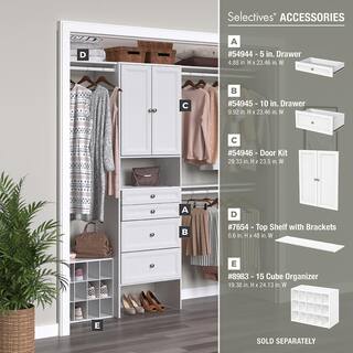 ClosetMaid Selectives 60 in. W - 120 in. W White Reach-In Tower Wall Mount 6-Shelf Wood Closet System 5702900