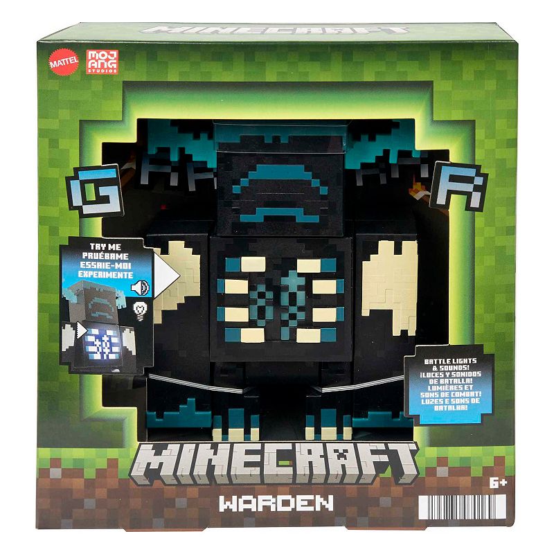 Mattel Minecraft Toys Warden Figure With Lights， Sounds and Accessories