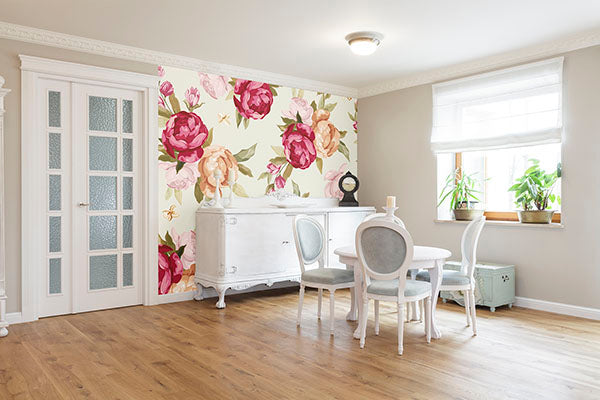 Beautiful Colour Peony Pattern Wall Mural