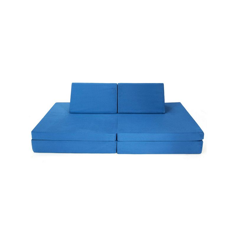 4 Pieces Convertible Kids Couch Set with 2 Folding Mats