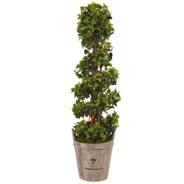 Nearly Natural Silk 4foot English Artificial Indoor/Outdoor Ivy Tree in Farmhouse Planter