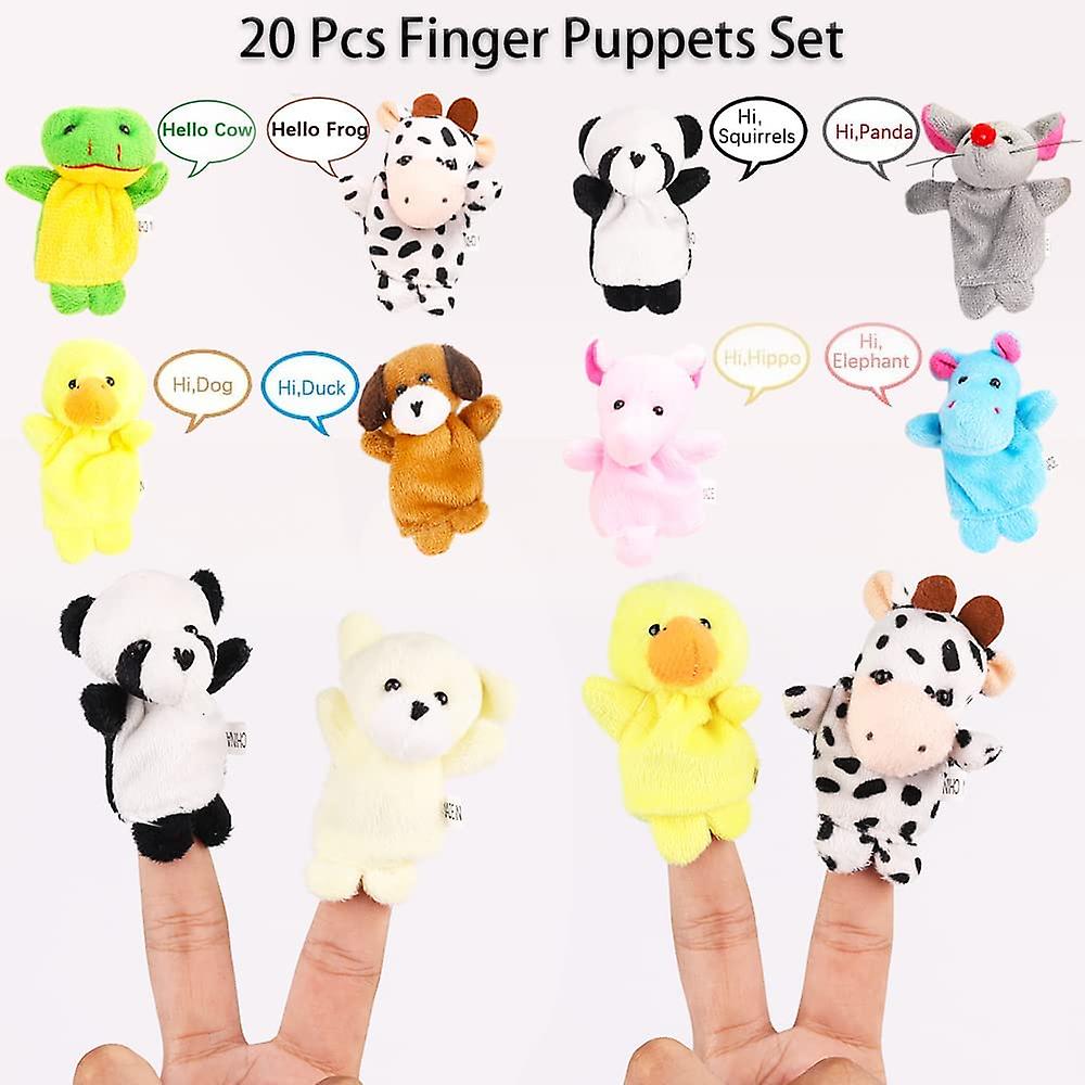 20pcs Finger Puppets Set - Soft Plush Animals Finger Puppet Toys For Kids， Mini Plush Figures Toy Assortment For Boys and Girls， Party Favors For Shows，