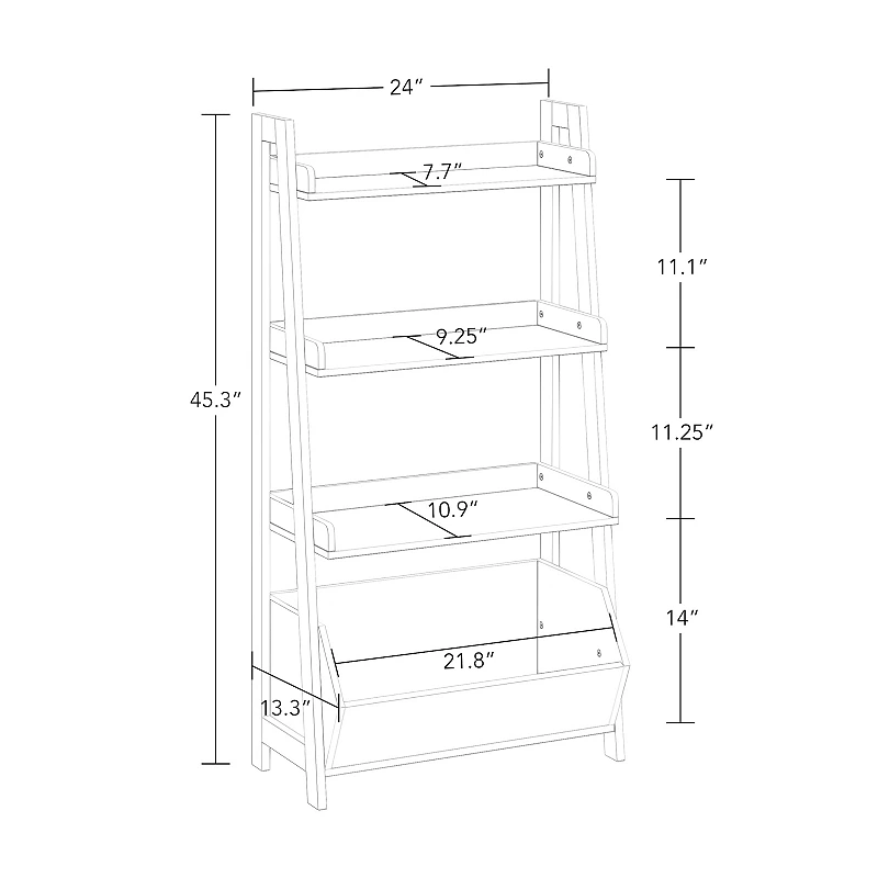 RiverRidge Home Kids 4-Tier Ladder Shelf Toy Organizer and 2 Bins