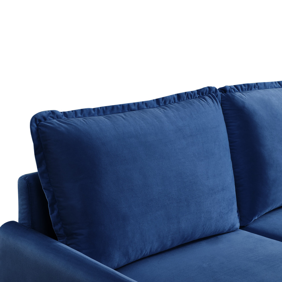 38.6H x 68.5W x 31.5D Blue Velvet Upholstered Loveseat   Midcentury   Loveseats   by IDEAZ International  LLC  Houzz