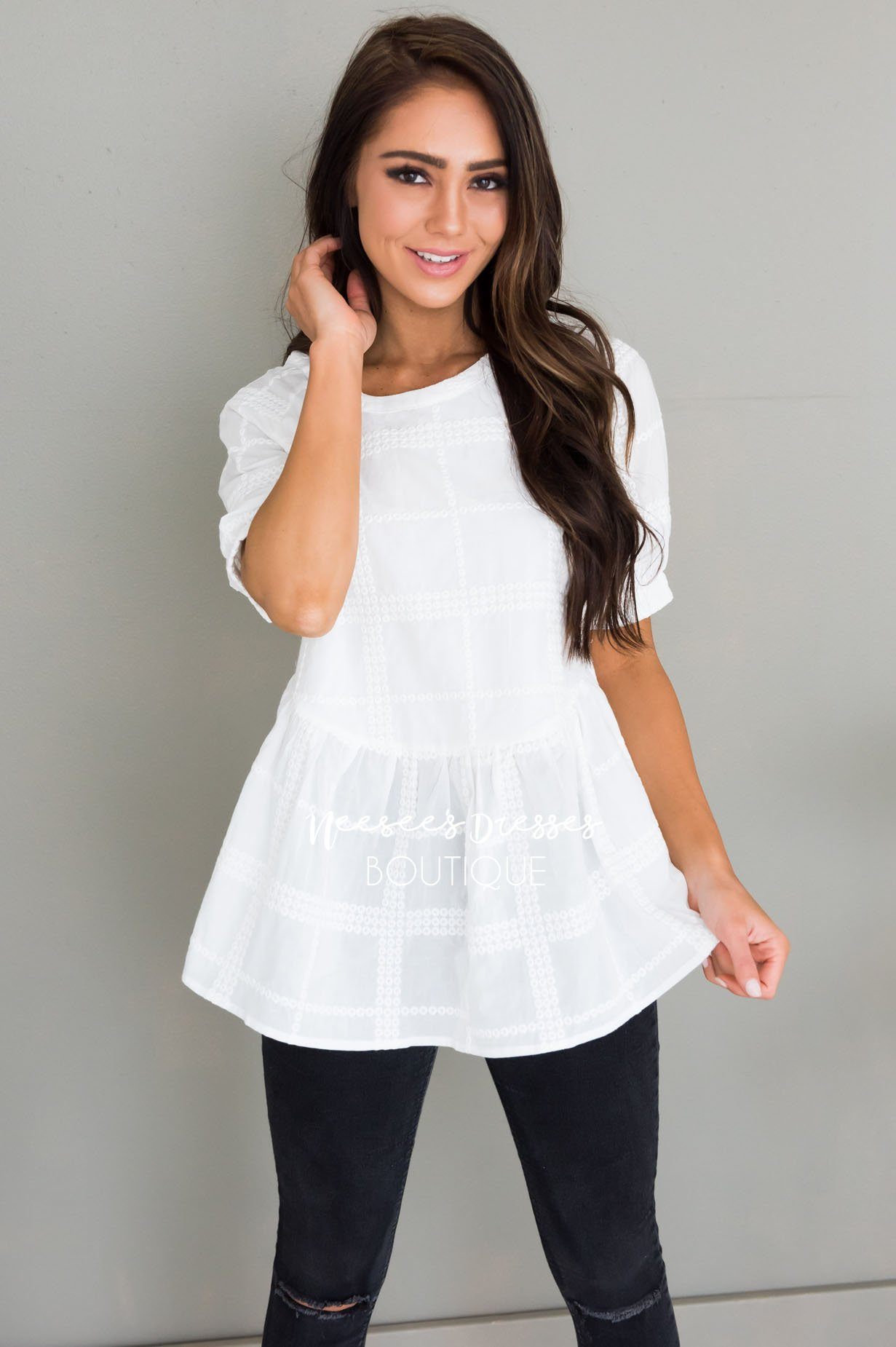 Light My Way Modest Peplum Blouse