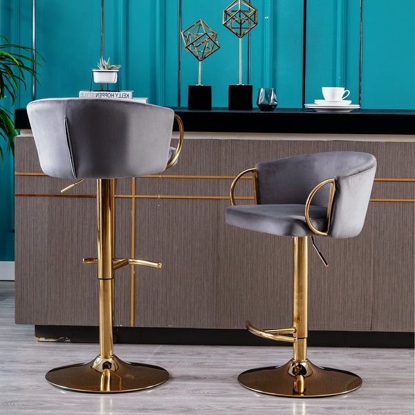 Bar Stools with Chrome Footrest and Base (Set of 2)