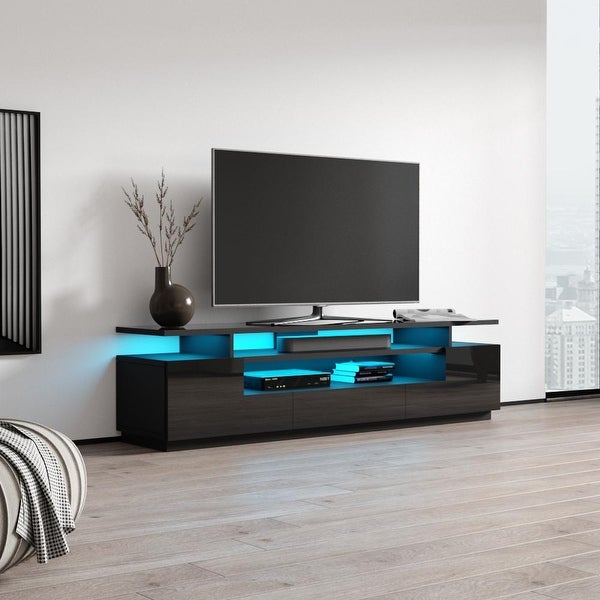 Strick and Bolton Sparkes 77-inch High Gloss TV Stand with LED Lights