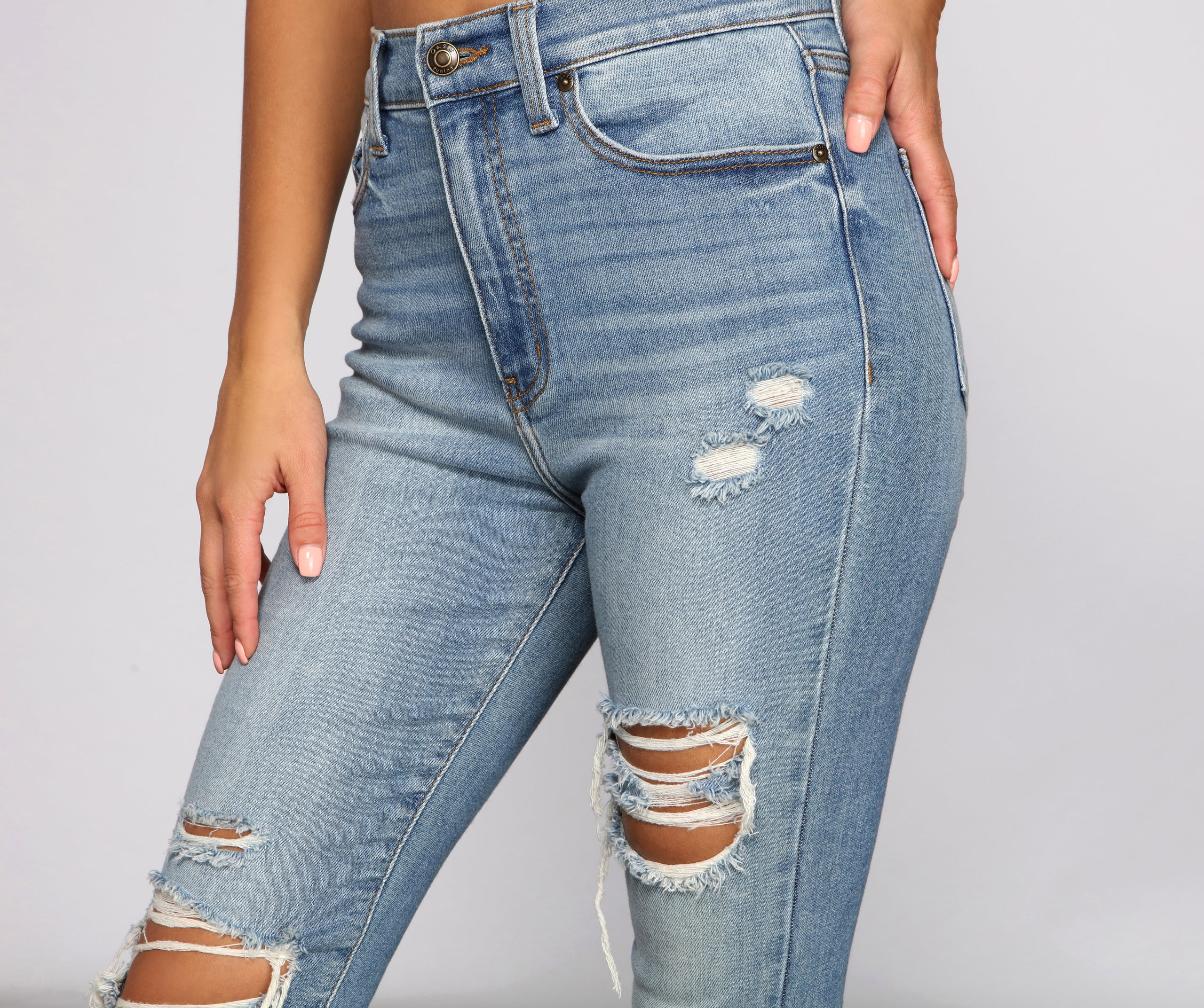 Bella Super High-Rise Destructed Skinny Jeans