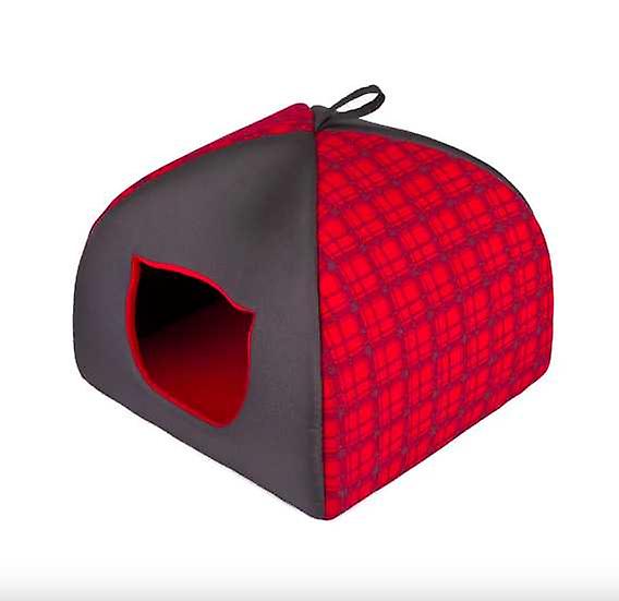 Igloo Cat Bed Red Strips