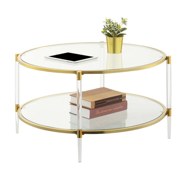 Royal Crest Clear and Gold Acrylic Glass Coffee Table