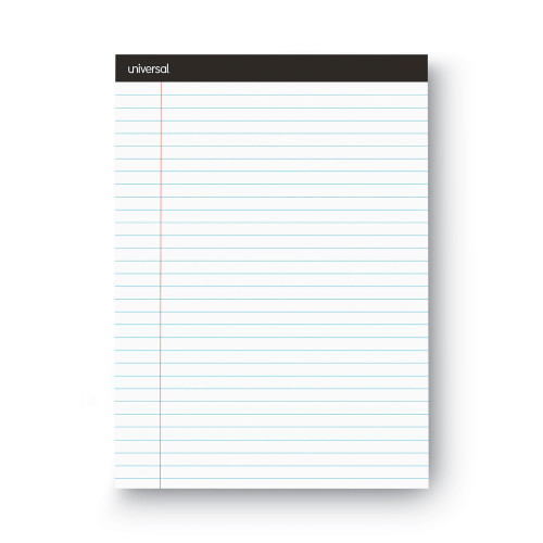 Universal Premium Ruled Writing Pads， Wide/Legal Rule， 8.5 x 11， White， 50 Sheets， 12/Pack (30730)