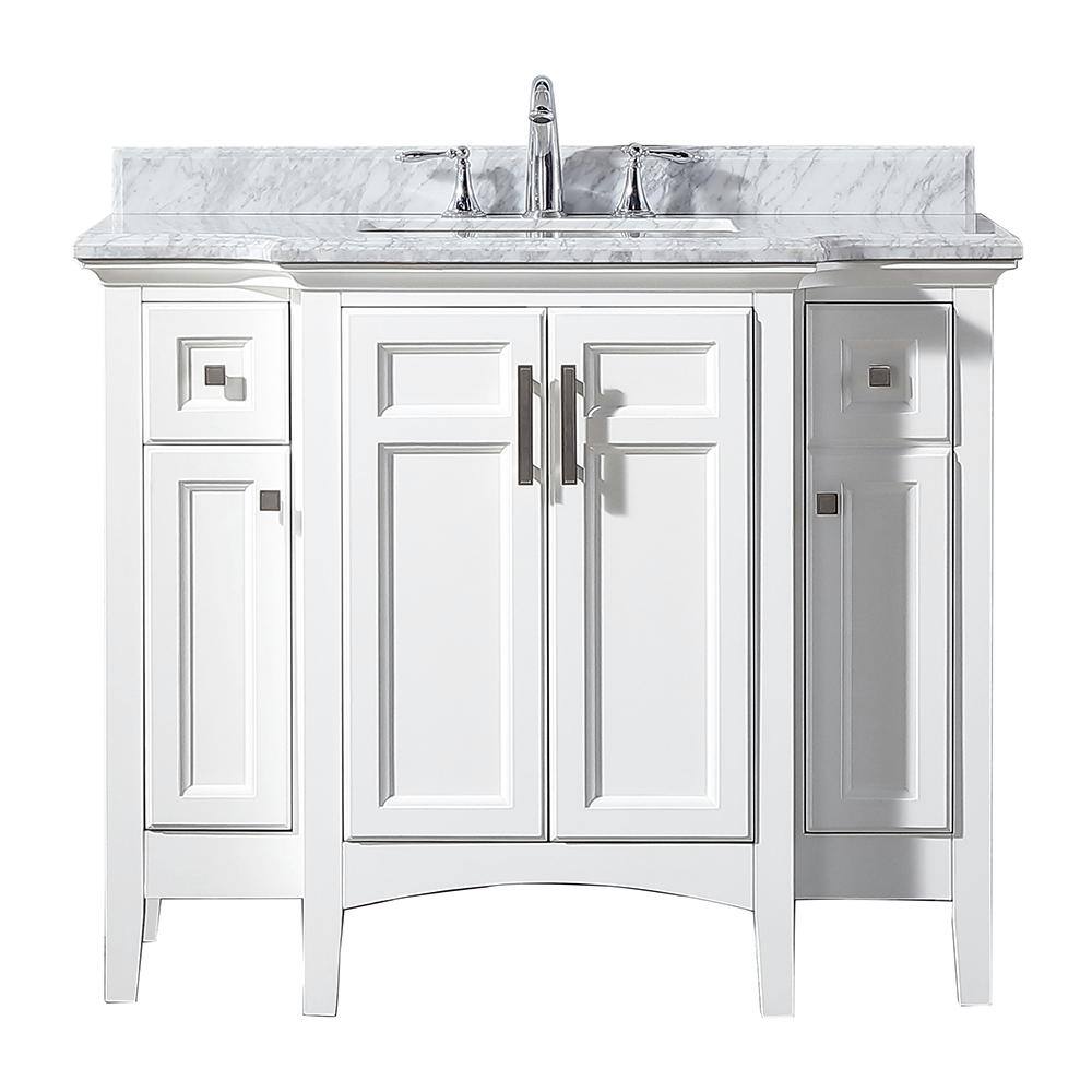 Home Decorators Collection Sassy 42 in. W x 22 in. D x 35 in. H Bath Vanity in White with Marble Vanity Top in White with White Sink Sassy 42