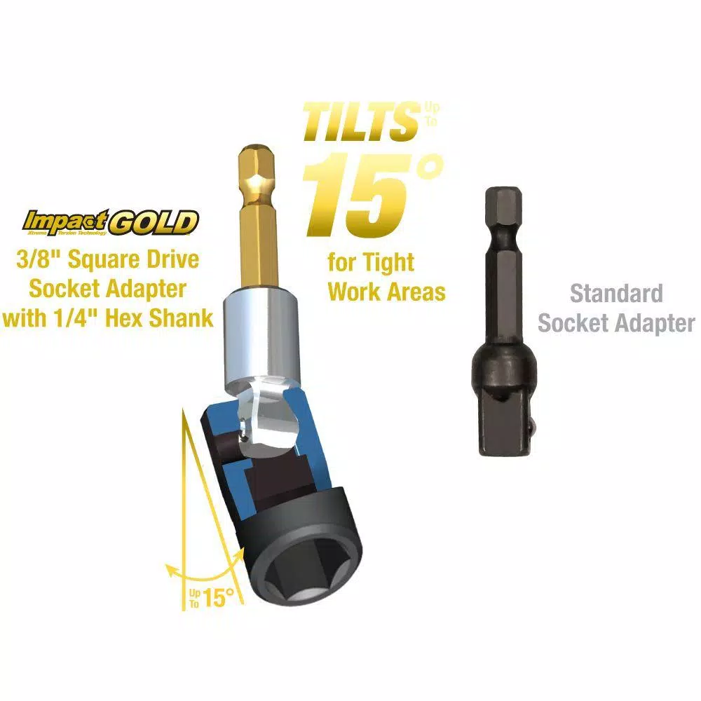 Makita Impact GOLD 3/8 in. 15 Degree Tilt Socket Adapter and#8211; XDC Depot