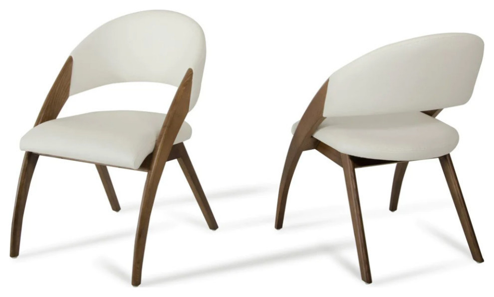 Jordan Modern Cream and Walnut Dining Chair  Set of 2   Contemporary   Dining Chairs   by V.S.D Furniture  Houzz