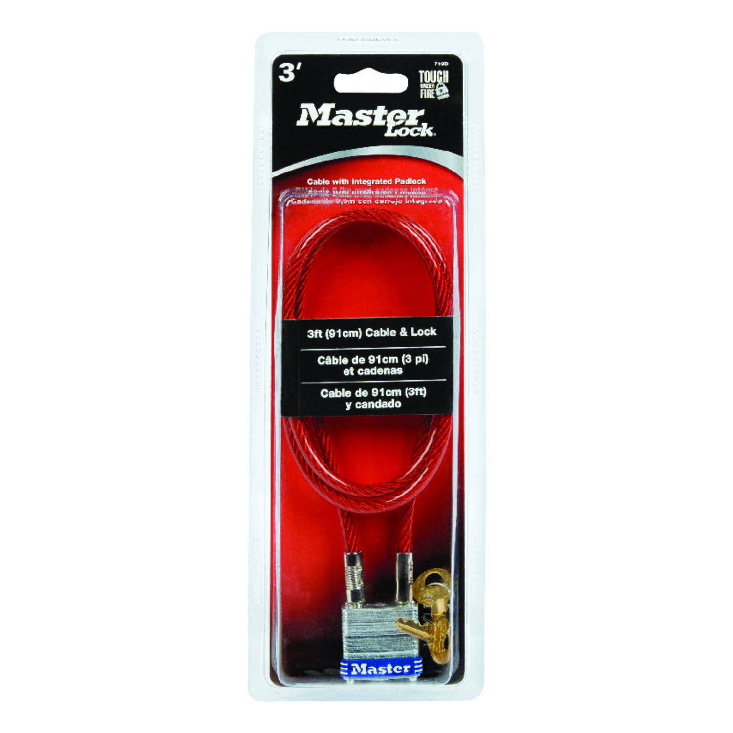 Master Lock 3/16 in. W X 36 in. L Steel 4-Pin Cylinder Locking Cable