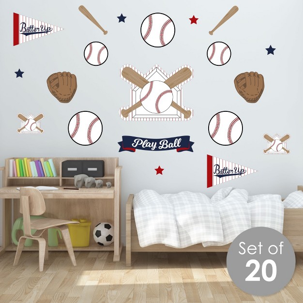 Big Dot Of Happiness Batter Up Baseball Peel And Stick Sports Decor Vinyl Wall Art Stickers Wall Decals Set Of 20