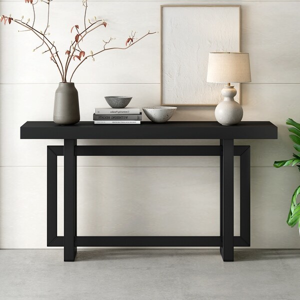 Contemporary Console Table with Industrial-inspired Concrete Wood Top