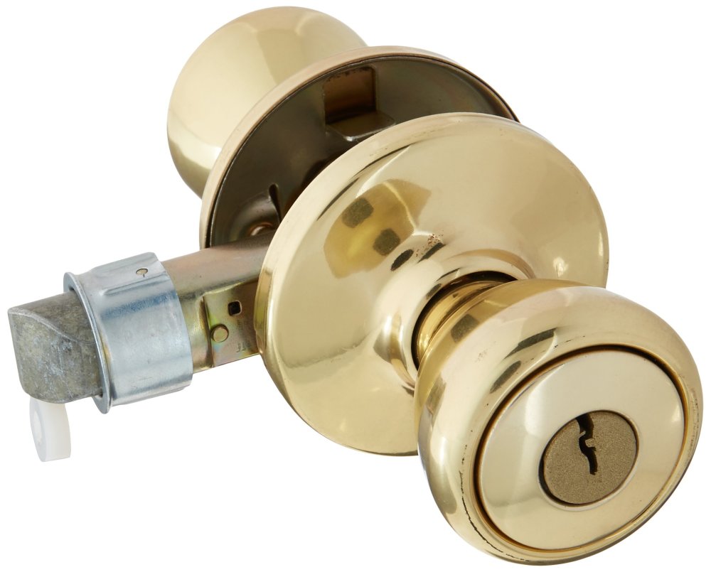 Polished Brass Mobile Home Keyed Entry Lockset Knob