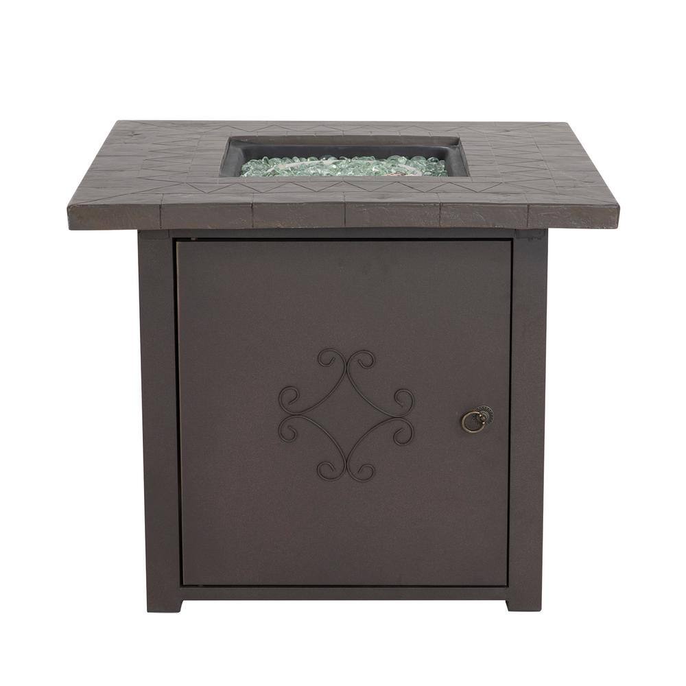 Nuu Garden 30 in. Square Outdoor Propane Gas Fire Pit Table with Cover with 50000 BTU AF006-C