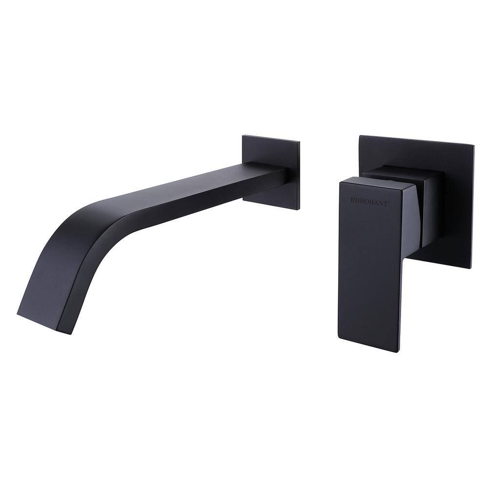 Boyel Living Waterfall Single-Handle Wall Mount Bathroom Faucet Brass in Matte Black BLWF0169-1MB