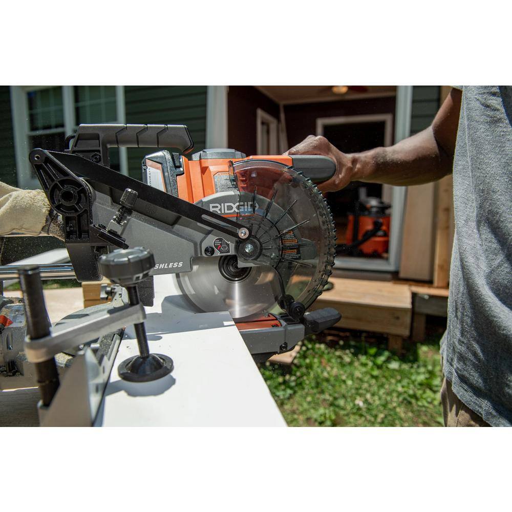 RIDGID 18V Brushless Cordless 7-14 in. Dual Bevel Sliding Miter Saw (Tool Only) R48607B