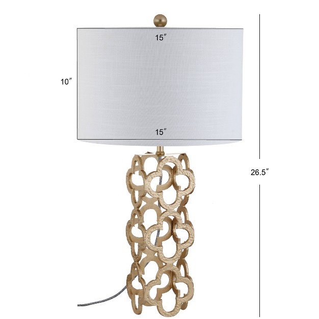 Metal Oliver Quatrefoil Table Lamp includes Led Light Bulb Gold Jonathan Y