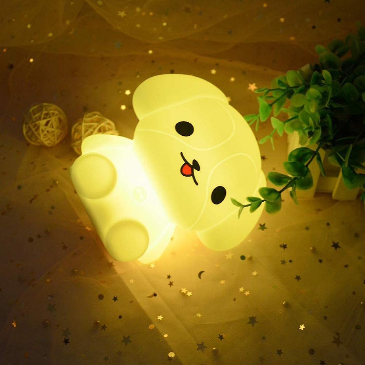 Cute Dog Design Baby Children's Room Led Bedside Lamp With Changeable Rgb Colors Rechargeable Night Light