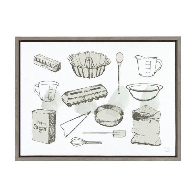 X 24 quot Sylvie Baking Ingredients By Statement Goods Framed Wall Canvas Gray Kate amp Laurel All Things Decor