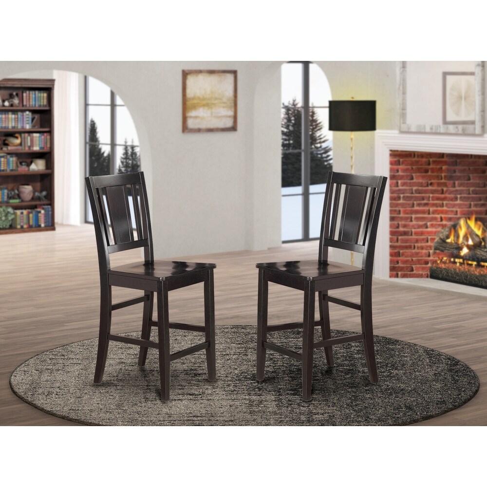 East West Furniture Copper Grove Black Finish Counter Height Chairs   Set of 2 (Seat's Type Options)