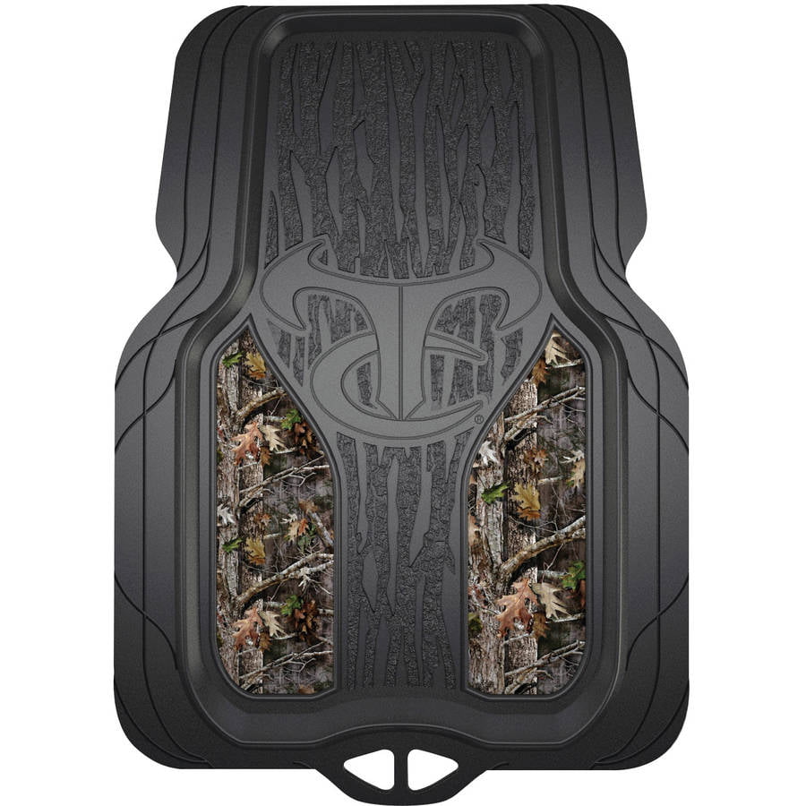 True Timber Kanati 2 Piece Universal Fit Black and Camo Rubber Floor Mats， 79907