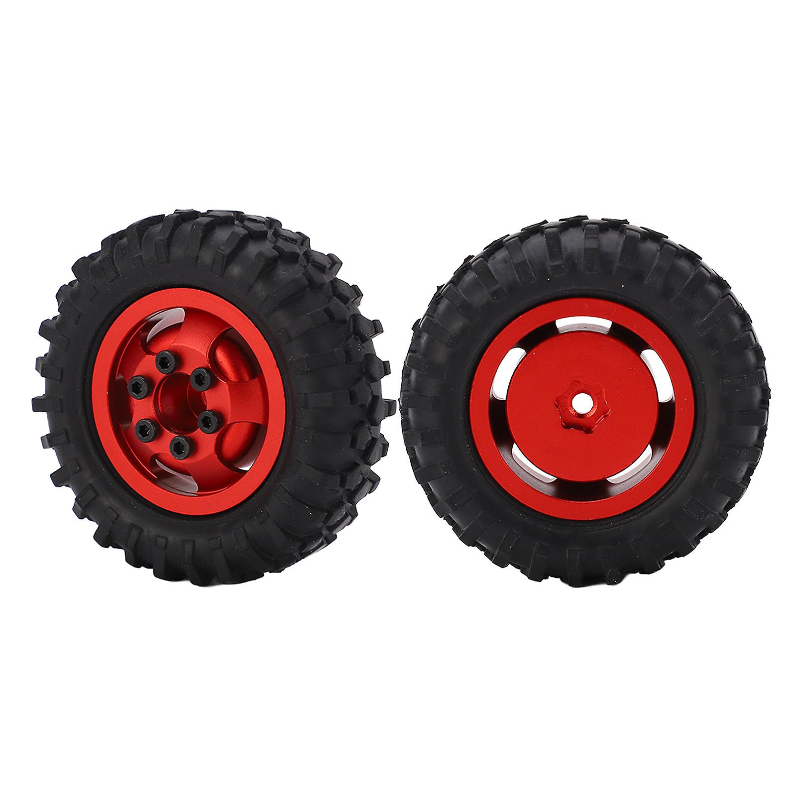 2pcs/set 55mm Metal Wheel Rims Tires Set For Axial Scx24 1/24 Rc Car Wheel Rim Rubber Tyrered