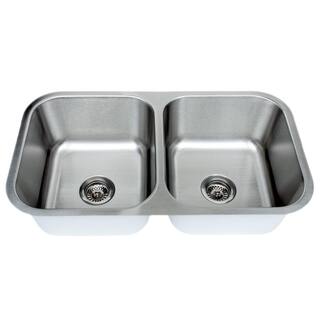 Wells The Craftsmen Series Undermount Stainless Steel 33 in. 5050 Double Bowl Kitchen Sink CMU3318-99