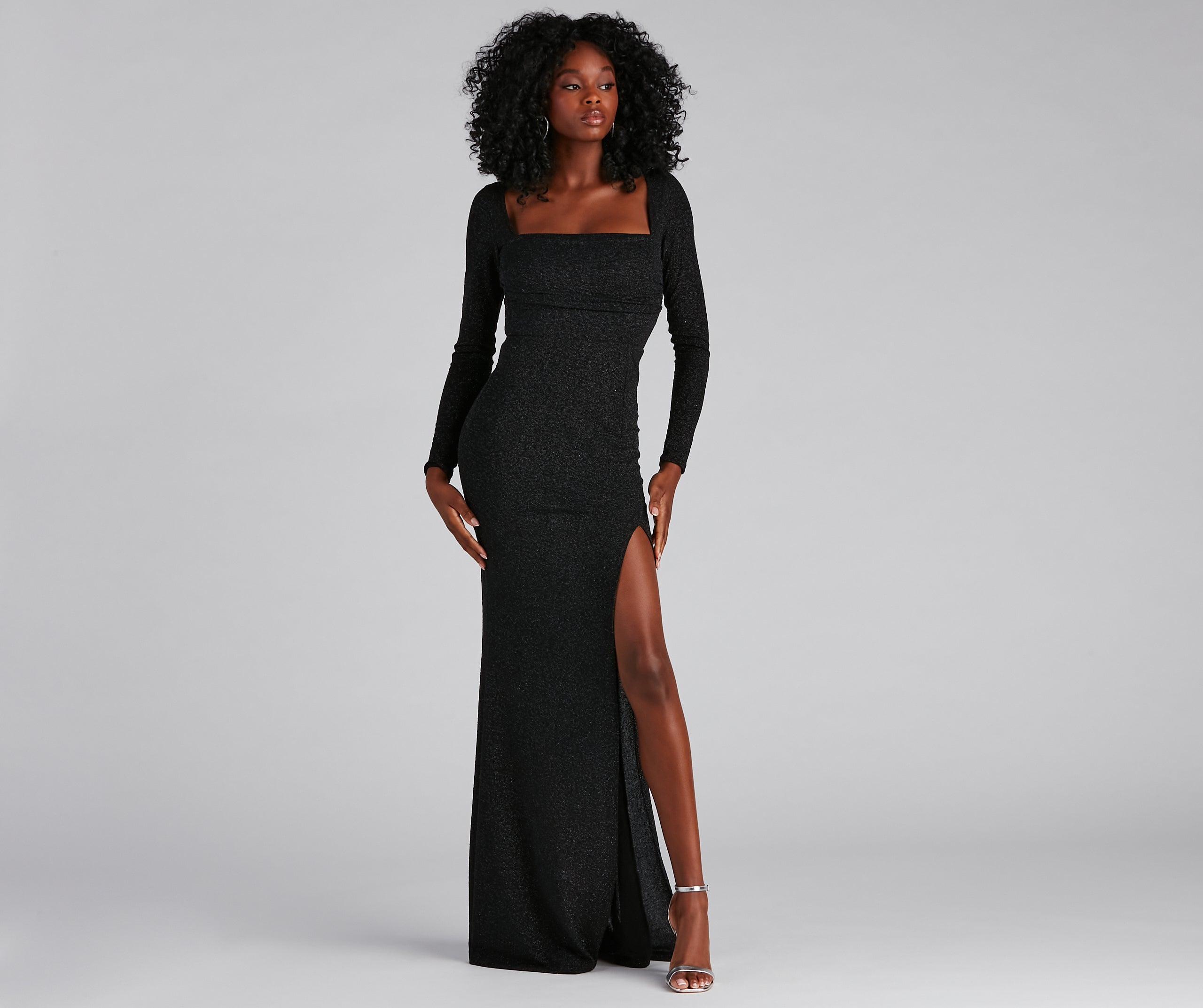 Viv Formal High Slit Glitter Dress