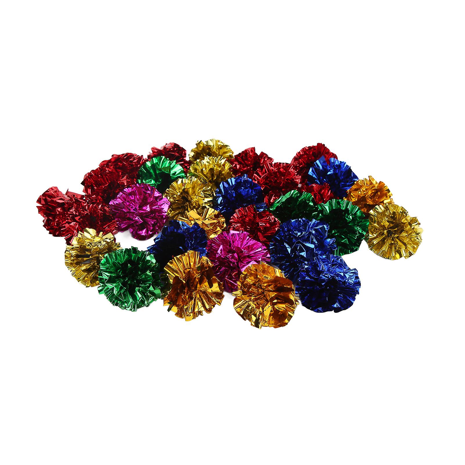 30pcs Pet Ball Toy Multicolor Plastic Shiny Cat Crinkle Ball For Kittens Old Cats