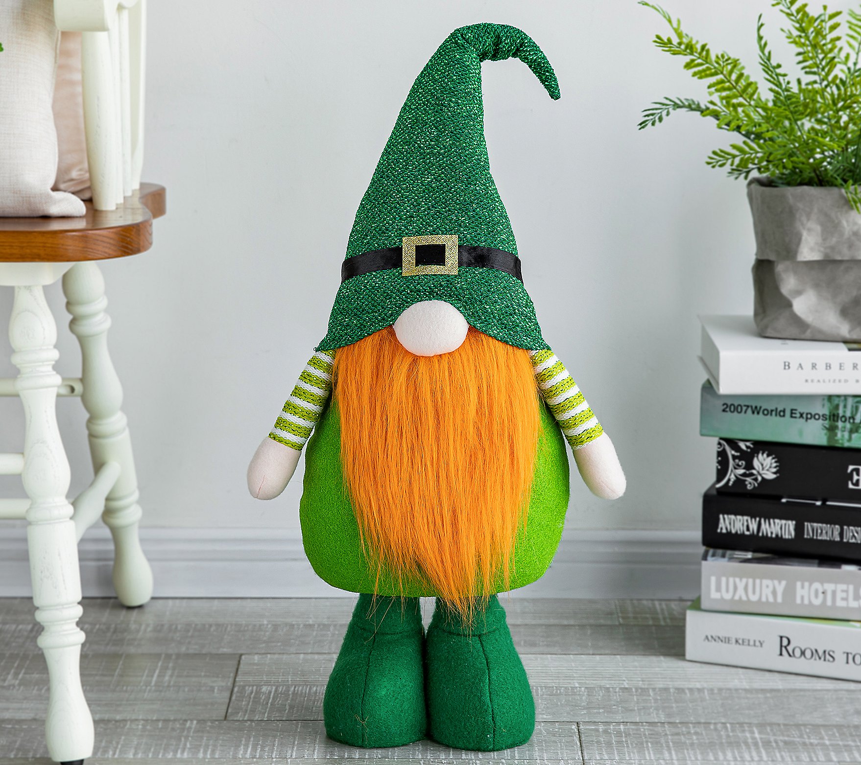 Glitzhome Telescoping Legs St. Patrick's Day Gn ome Leprechaun