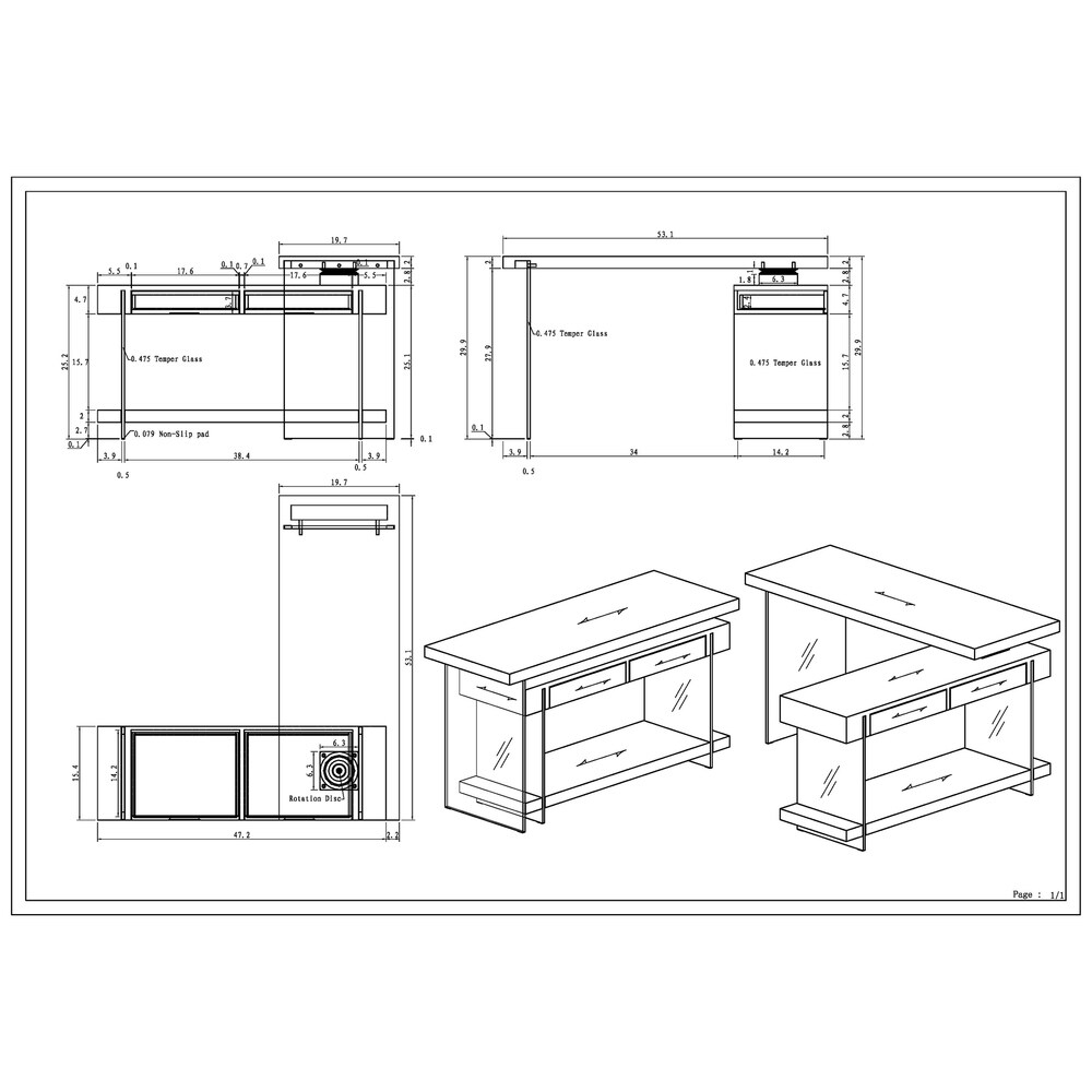 Somette Abbie Motion Home Office Desk