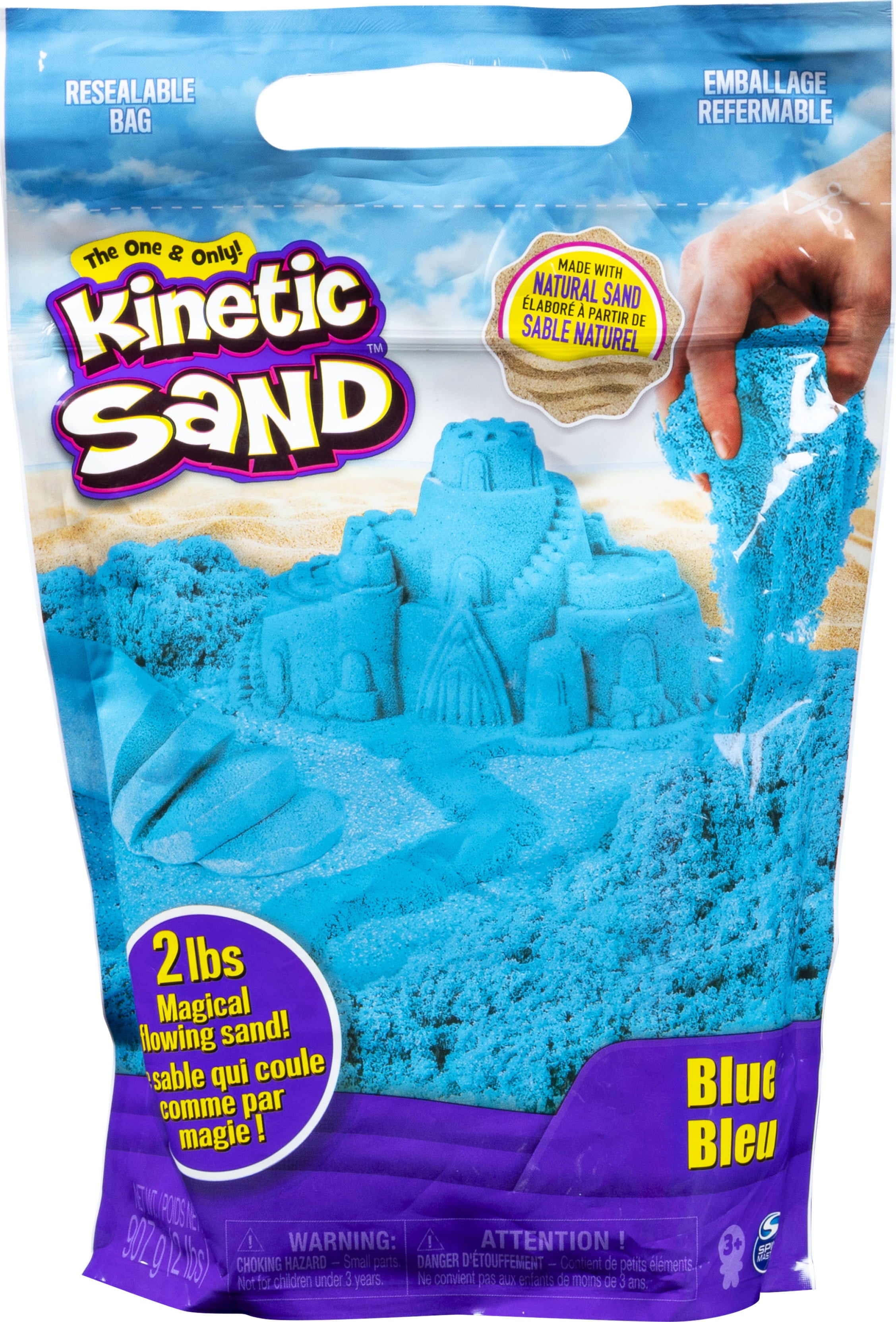 Kinetic Sand, The Original Moldable Sensory Play Sand Toys For Kids, Blue, 2 lb. Resealable Bag, Ages 3+